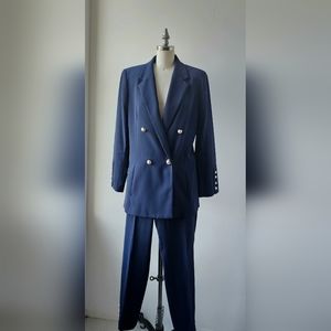 Zara navy blue pearl embellished pant suit SZ L